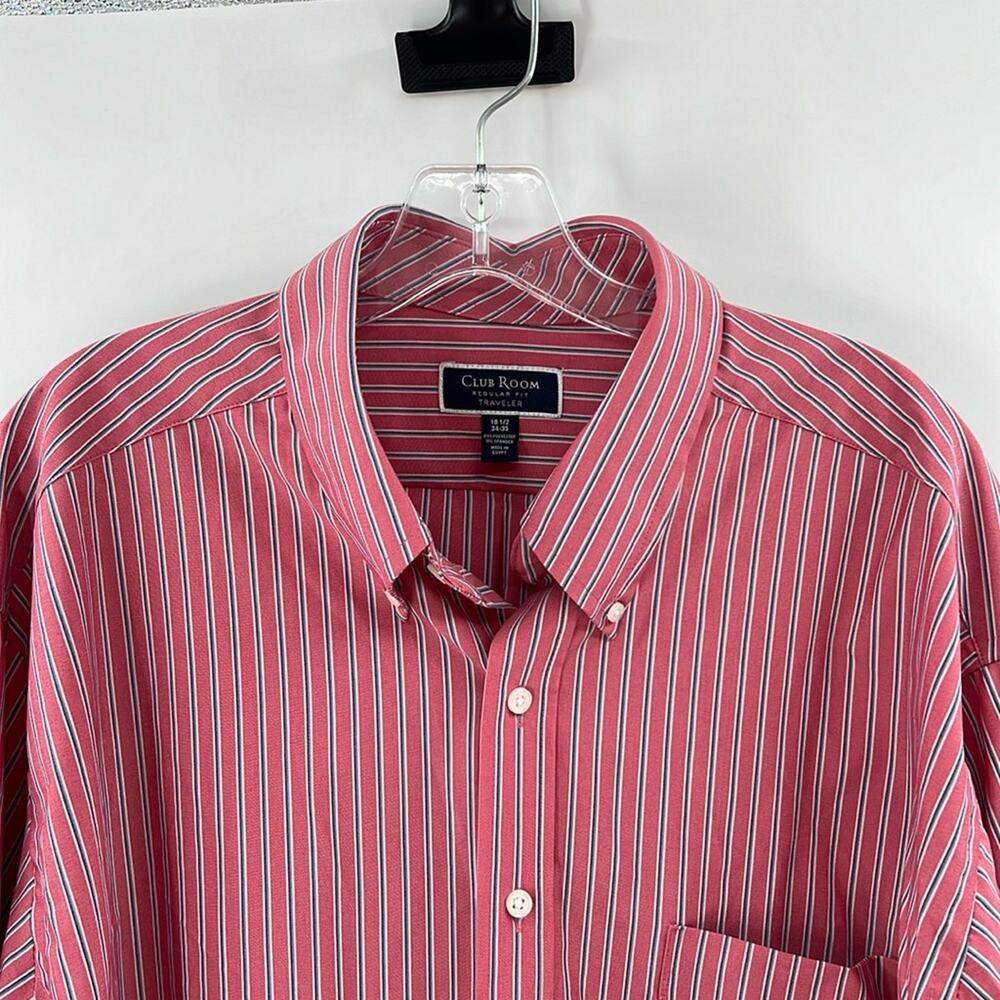 Club Room Men's Traveler Regular Fit LS Button Front - Red/Blue - 18.5 - NWT